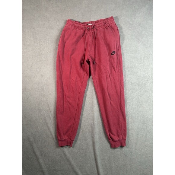 Nike Sweatpants Men's Red Tapered Leg Fleece Workout Relaxed Size Small - Picture 1 of 5